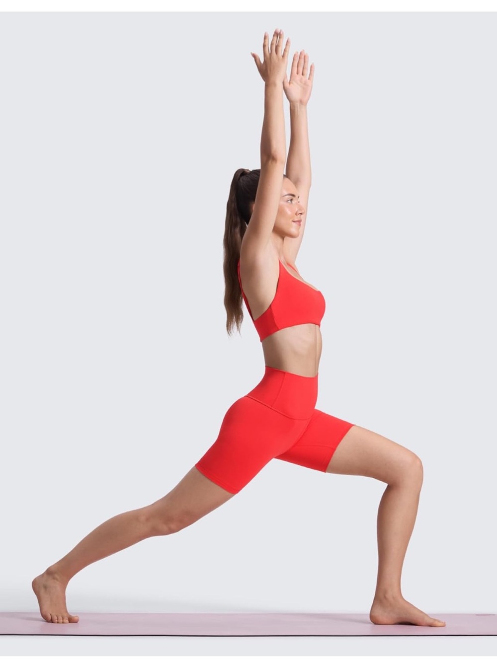 CRZ YOGA Red High-Waist Athletic Bike Shorts